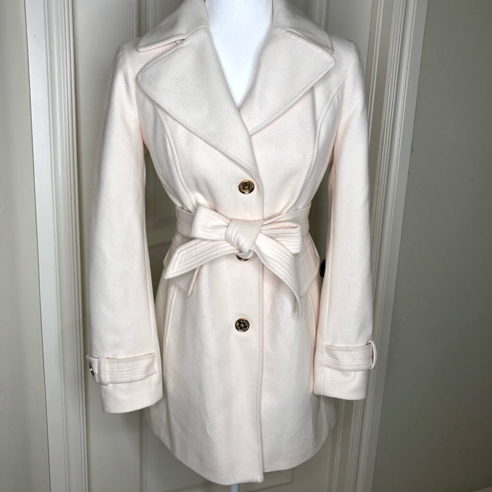 COPY - Michael Kors white wool belted coat